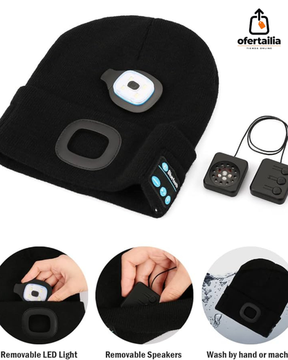Gorro Reproductor de Música con Linterna LED