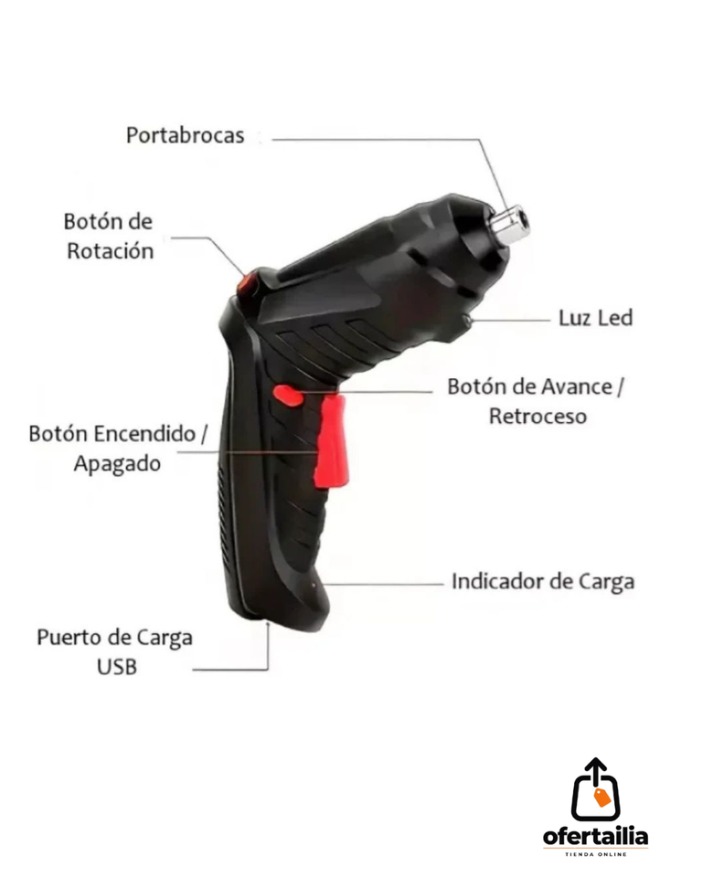 🔧 Destornillador Eléctrico Multifuncional Recargable