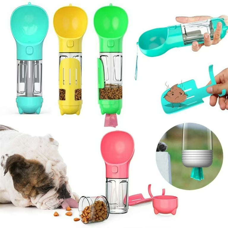 🐶 Botella Portátil 4 en 1 Multifuncional para Mascotas
